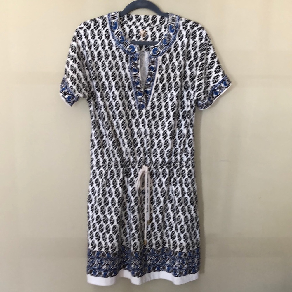 Tory Burch Amara Print Cotton Drawstring Dress